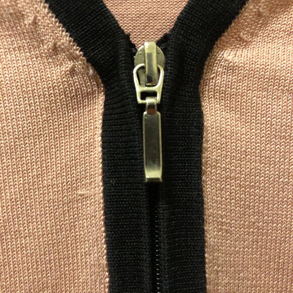 Vintage Petite Sophisticate Pink & Black Silk Blend Zip Cardigan | *Size is 1P - Picture 5 of 13